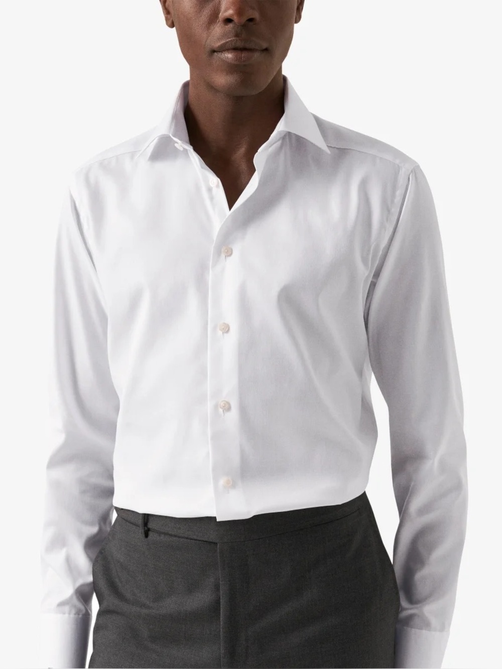 Eton mens 16.5 42 Contemporary fit solid white 100% cotton dress shirt EUC